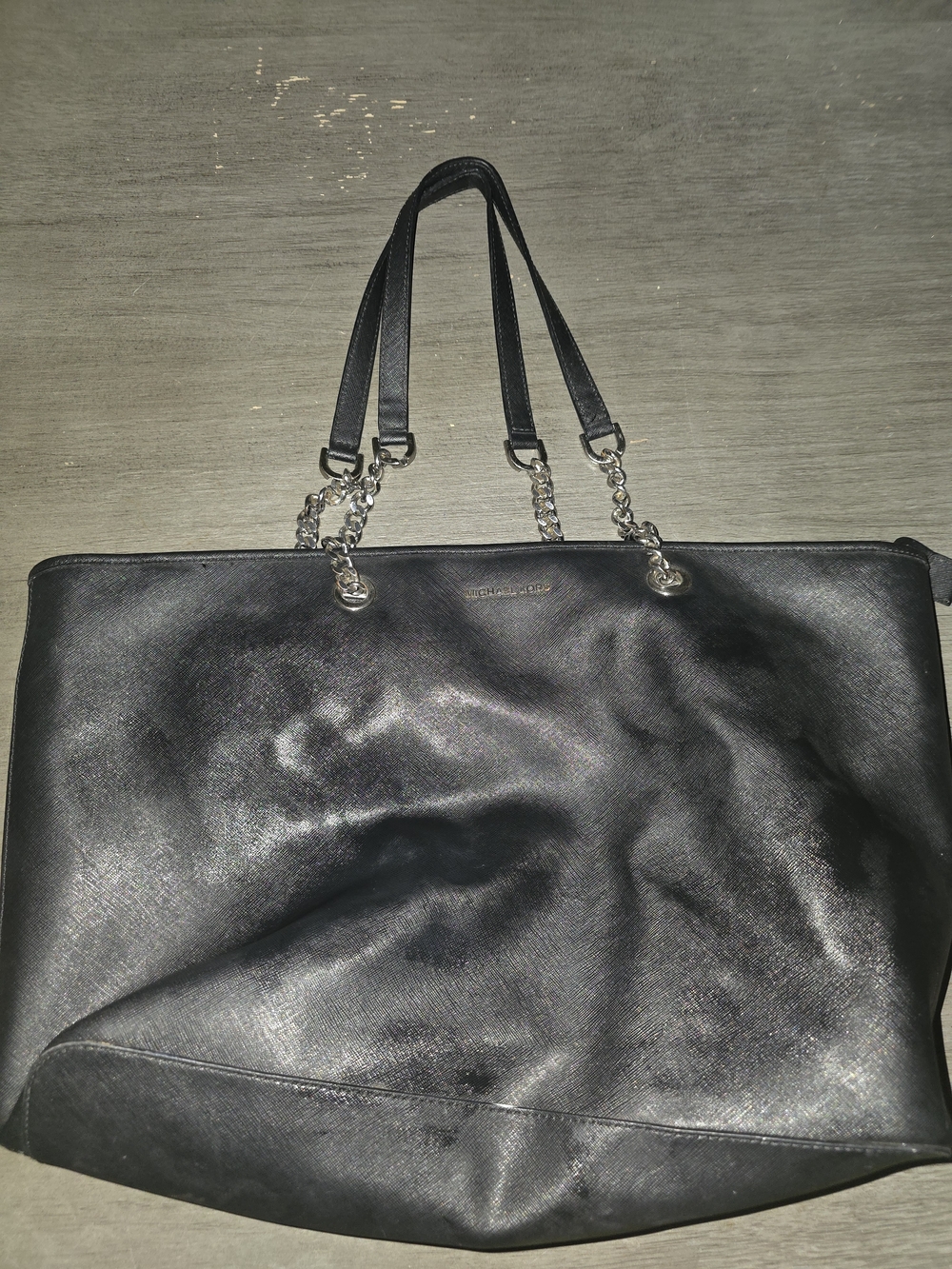Michael Kors Black Leather Chain-Handle Tote - Picture 3 of 6